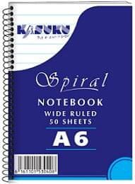 Kasuku Spiral Notebook Wide Ruled A6 50 Sheets